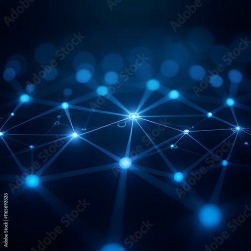 Digital Network, Communication and Technology Background with Moving Lines and Dots.