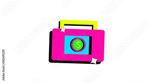 Brightly colored savings box with dollar sign, perfect for finance or moneyrelated designs, budgets, savings concepts, financial planning, or investments. 4k alpha channel photo