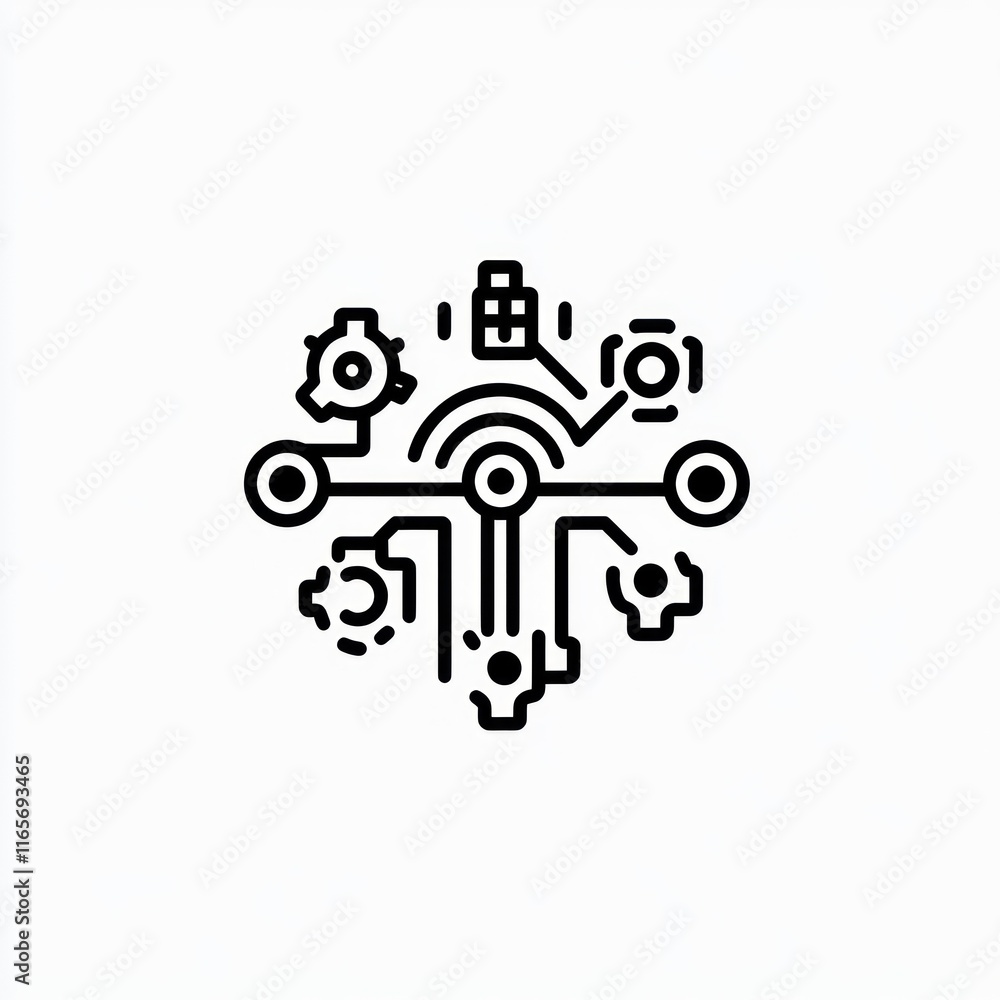 Abstract illustration of interconnected gears and technology Abstract illustration of interconnected gears and technology