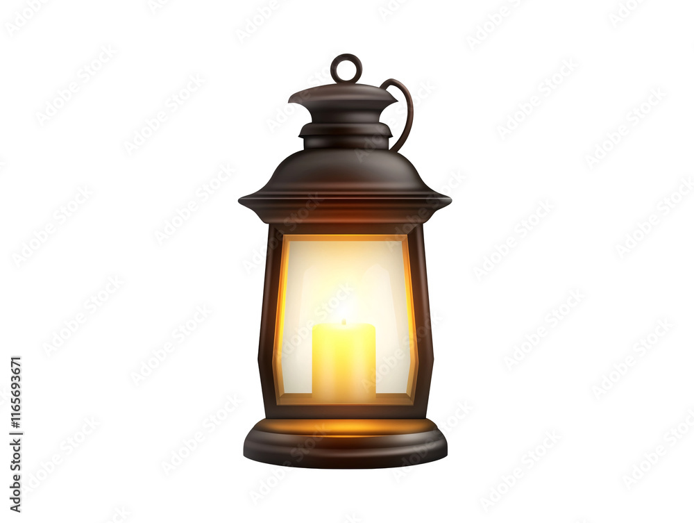 Isolated Traditional Lantern with Candle Light Isolated Traditional Lantern with Candle Light