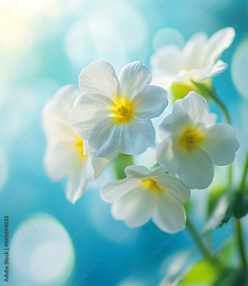 Spring forest white flowers primroses on a beautiful blue background. Macro. Blurred gentle sky-blue background. Floral background desktop wallpaper a postcard. Spring forest white flowers primroses on a beautiful blue background. Macro. Blurred gentle sky-blue background. Floral background desktop wallpaper a postcard.