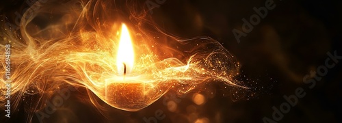 Burning Advent Candle - Abstract Christmas Background