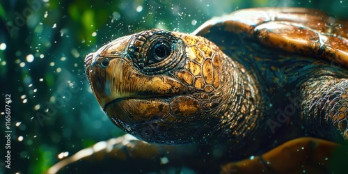 Fototapeta Naklejka Na Ścianę i Meble -  Turtle is shown in a blurry image