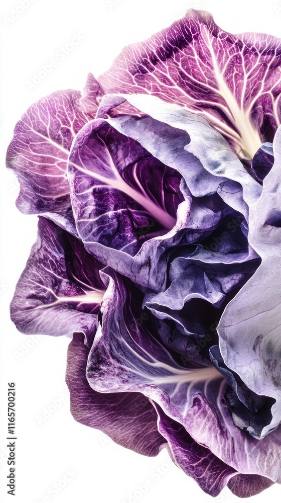 Obraz premium A Stunning Close-up of a Vibrant Purple Vegetable Leaf, Capturing the Exquisite Details and Colors of Nature's Art