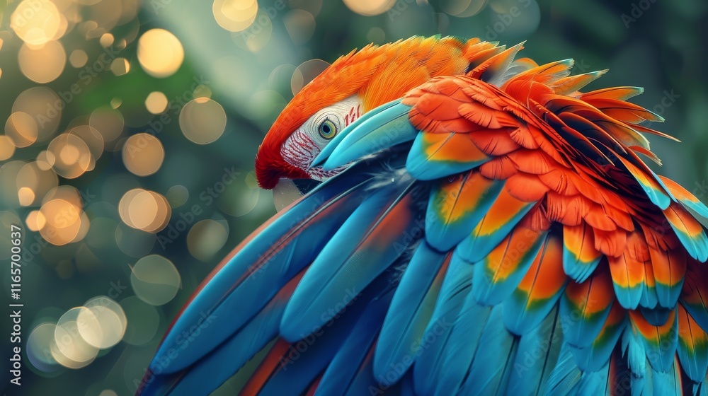 Obraz premium A Colorful Scarlet Macaw in a Lush Green Setting