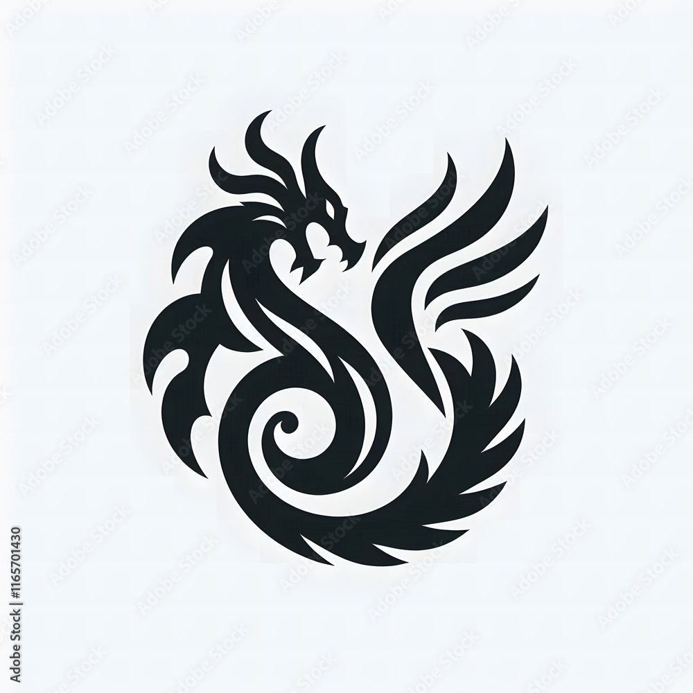 Obraz premium AI Generate of Unique, Simple, Low-detail Logo Recognizable Idiosyncratic of Dragon