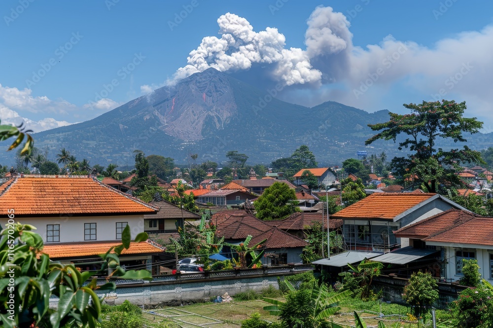 Volcano erupts smoke and lava emerge from the summit, signaling potential danger ahead Volcano erupts smoke and lava emerge from the summit, signaling potential danger ahead