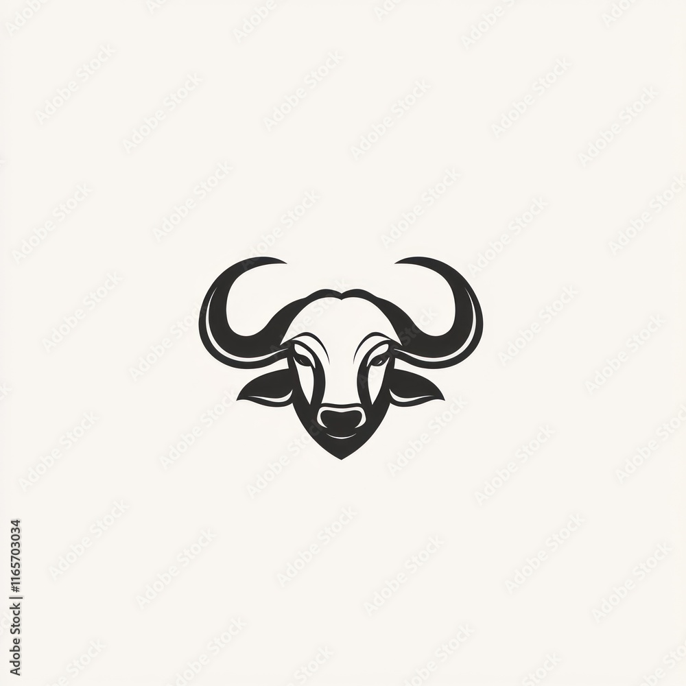 Stylized Black And White Bull Head Graphic Design Stylized Black And White Bull Head Graphic Design