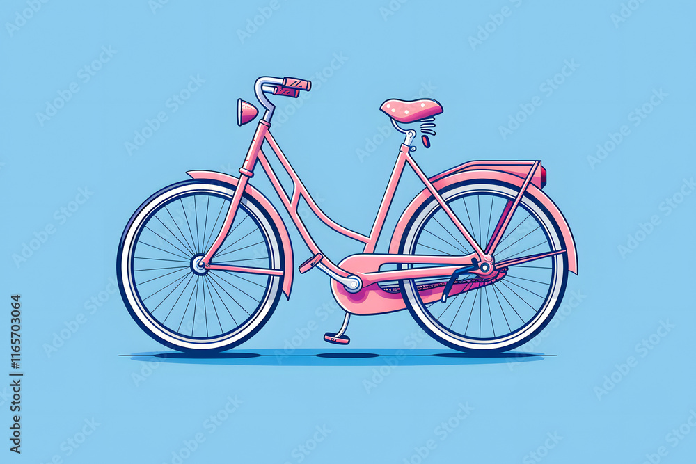 Fototapeta premium Stylish Pink Bicycle on a Light Blue Background Showcasing Design