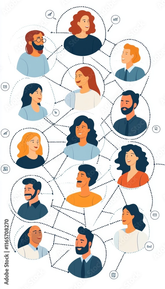 Human Resources Network Diverse Team Connected in Abstract Illustration of Strategy and Leadership Human Resources Network Diverse Team Connected in Abstract Illustration of Strategy and Leadership