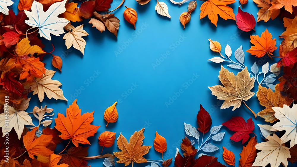 Autumn leaf backdrop, designed with a blank area perfect for overlaying text or graphics, exuding a warm and seasonal vibe. Autumn leaf backdrop, designed with a blank area perfect for overlaying text or graphics, exuding a warm and seasonal vibe.