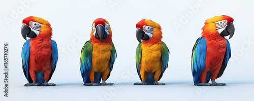 Colorful Macaws in Profile View Displaying Vivid Plumage photo