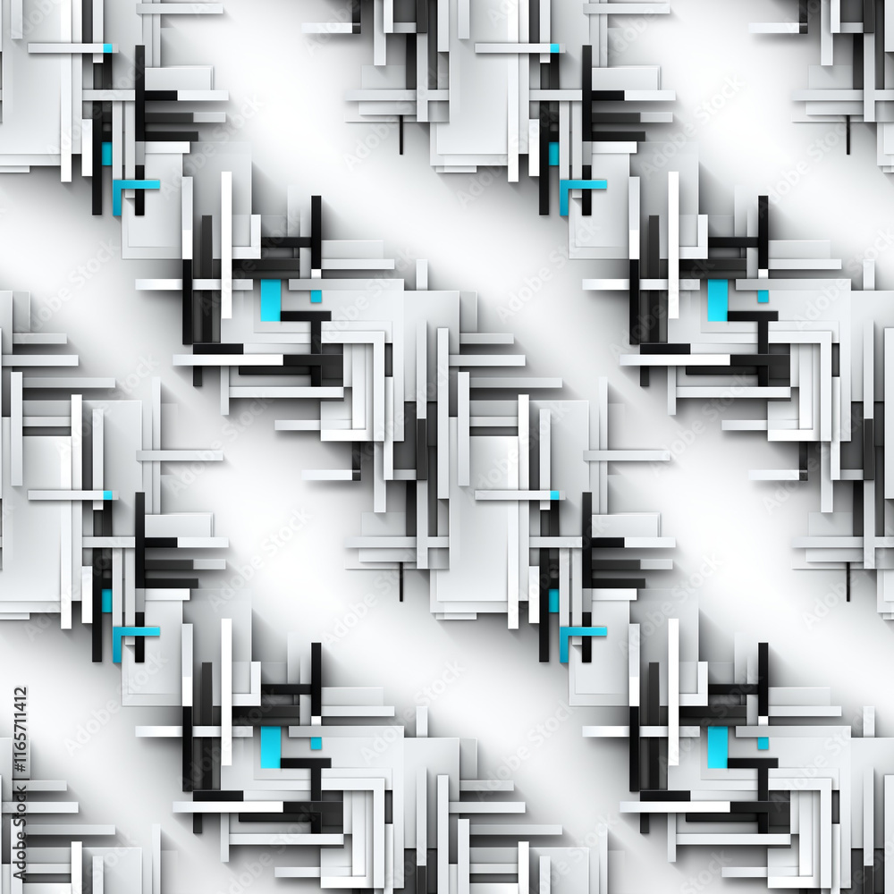 Fototapeta premium Seamless Geometric Abstract Pattern in Gray and Blue