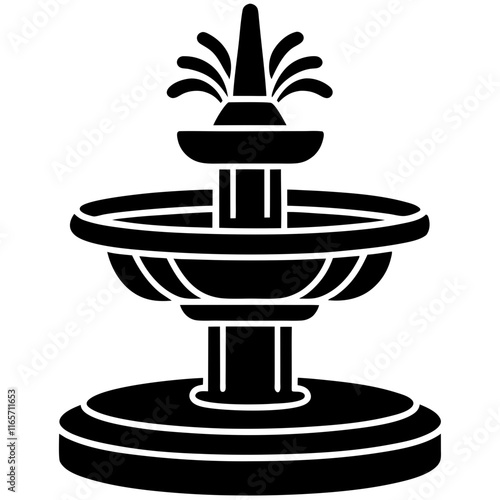 Water fountain icon in modern silhouette vector art illustration 