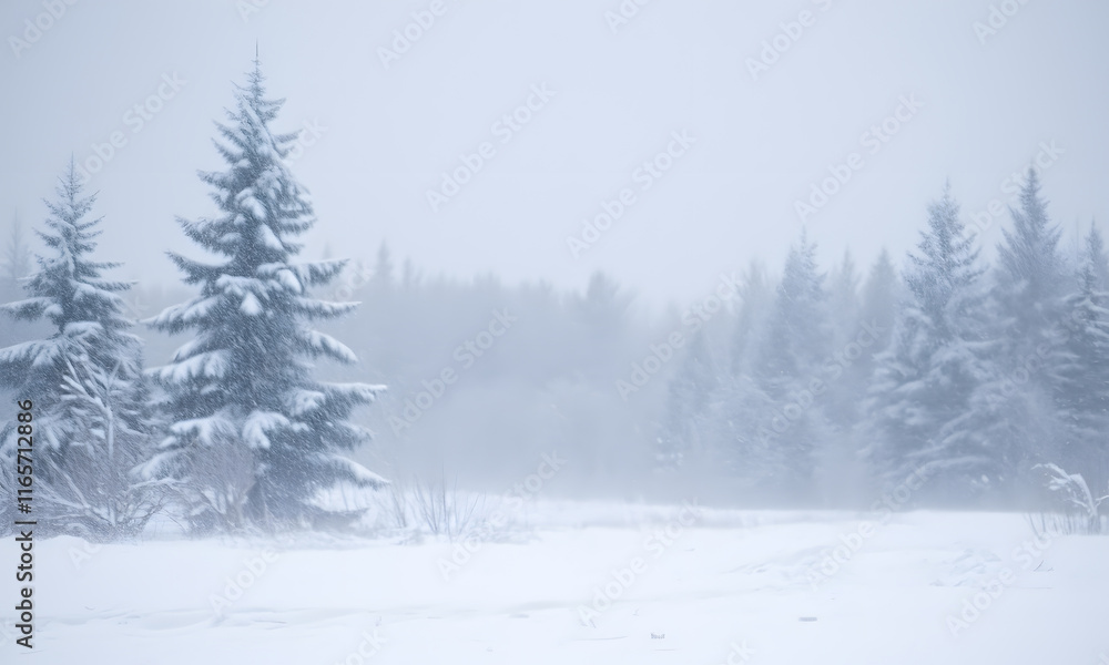 An intense snowstorm in full motion with swirling snowflakes and gusty winds An intense snowstorm in full motion with swirling snowflakes and gusty winds