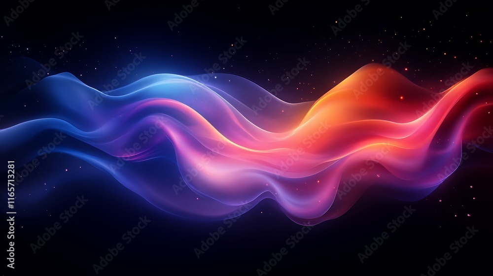Abstract Colorful Waves Flowing Across Dark Background Abstract Colorful Waves Flowing Across Dark Background