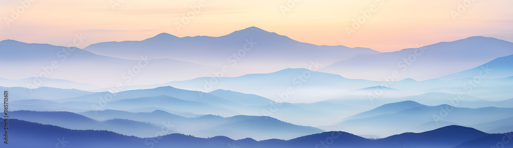 Fototapeta premium Majestic Mountain Landscape at Sunrise With Soft Pastel Colors