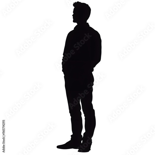 Man standing silhouette isolated on transparent background Man standing silhouette png