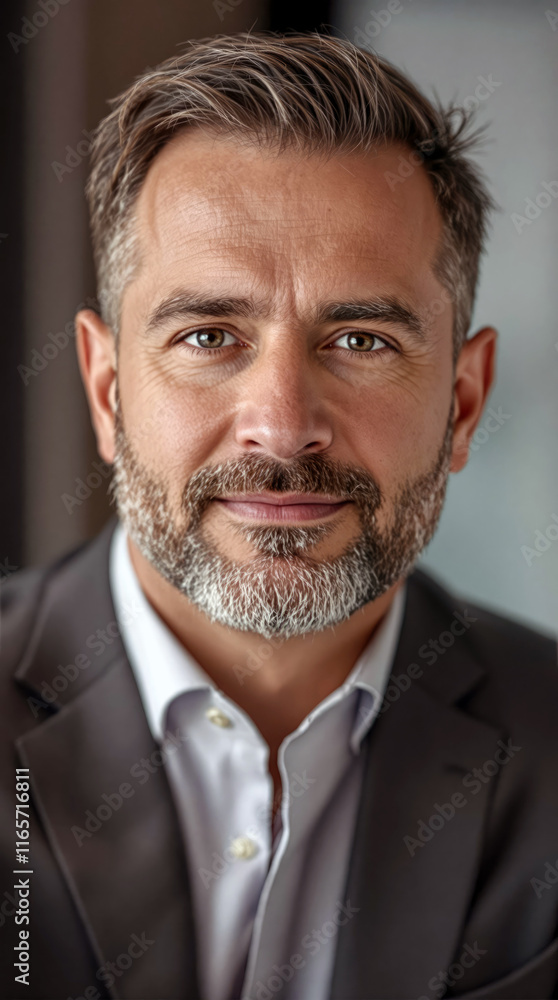 Confident middle aged man in suit professional headshot Confident middle aged man in suit professional headshot