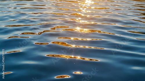 ripples in the water texture background in blue water orange color sun shine photo