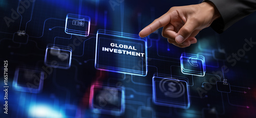 Global Investment Universal background. Double exposure finance and business concept photo