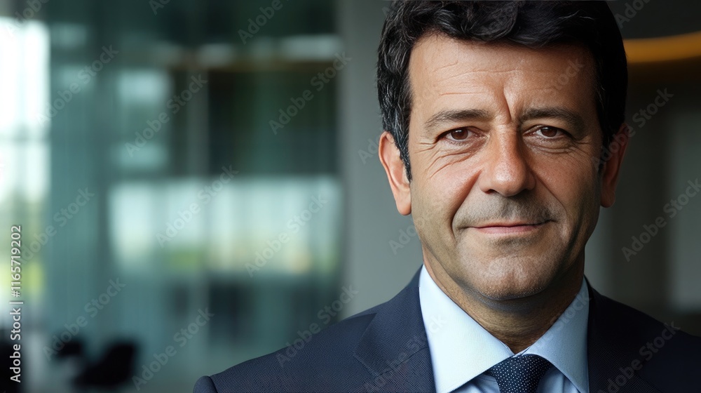 Confident Mature Businessman in Office Setting with Natural Light and Professional Attire Confident Mature Businessman in Office Setting with Natural Light and Professional Attire