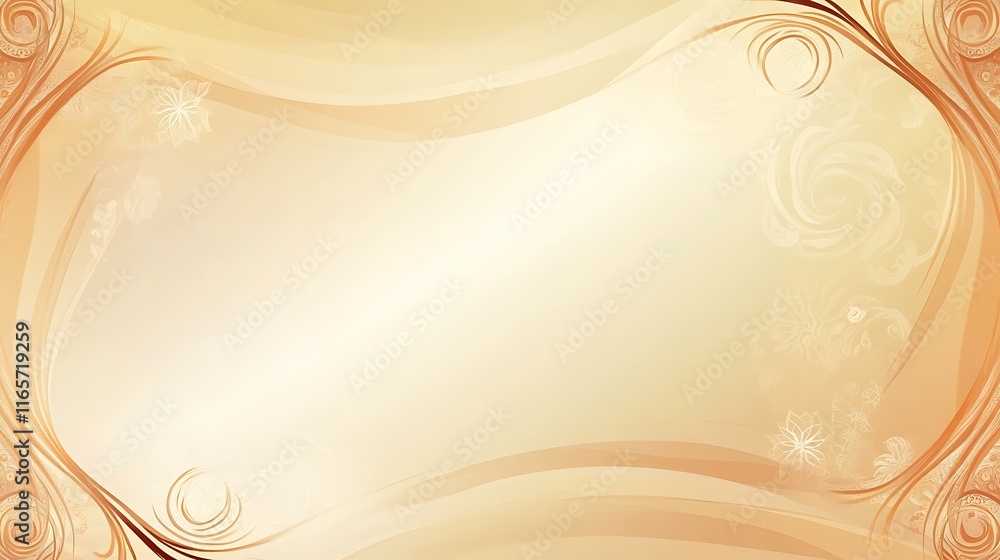 Elegant Beige Abstract Background with Floral Swirls Elegant Beige Abstract Background with Floral Swirls