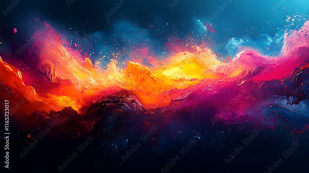 Fototapeta premium Abstract Cosmic Paint Swirl Nebula Landscape