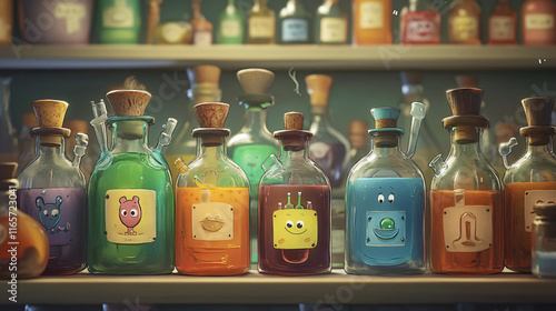 A whimsical cartoon of a Bunsen burner bringing inanimate laboratory equipment to life with its flame.
