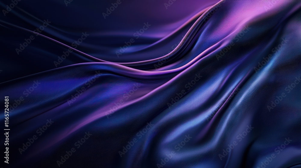 Fototapeta premium Abstract Draped Silk Fabric in Deep Purple and Blue Hues