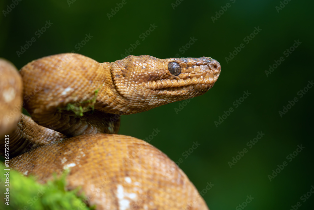 Corallus annulatus, known as the ringed tree boa, annulated tree boa, and northern annulated tree boa, portrait. Corallus annulatus, known as the ringed tree boa, annulated tree boa, and northern annulated tree boa, portrait.