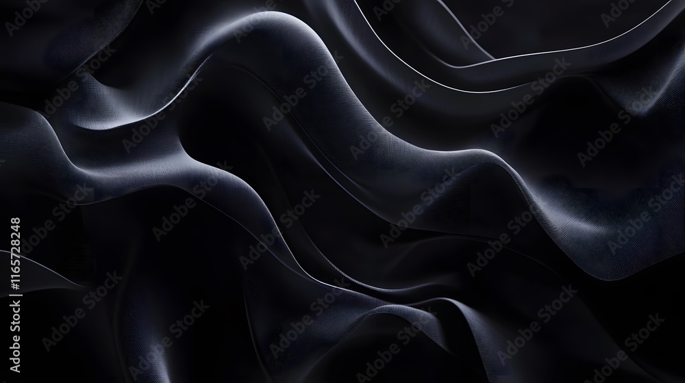 Obraz premium Dark Abstract Fabric Waves Flowing Design