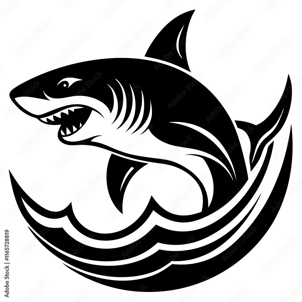 Fototapeta premium shark cartoon isolated on white