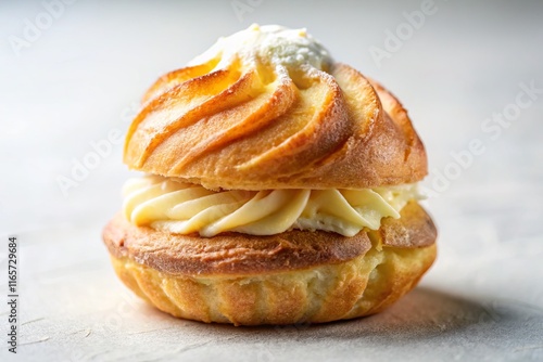 Wallpaper Mural Delicious French Cream Puffs: Choux Pastry Dessert on White Background Torontodigital.ca
