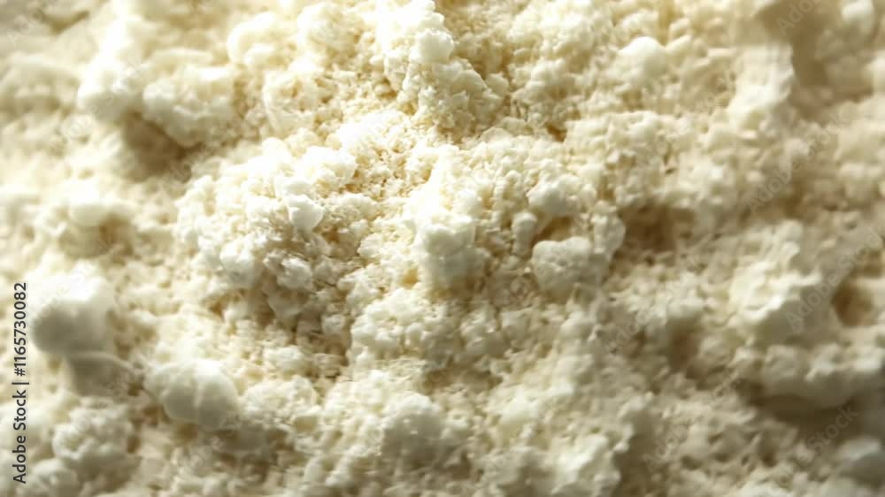 Flour is scattered on a countertop while baking bread at home during the morning Flour is scattered on a countertop while baking bread at home during the morning