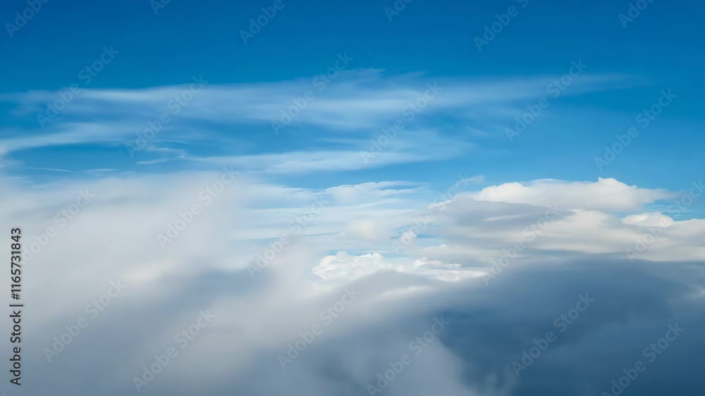 Stunning Panorama of Soft Gray Clouds Floating in Azure Sky Stunning Panorama of Soft Gray Clouds Floating in Azure Sky