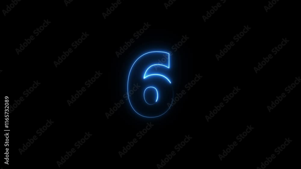 neon text 6 number countdown icon background 4k animation. neon text 6 number countdown icon background 4k animation.