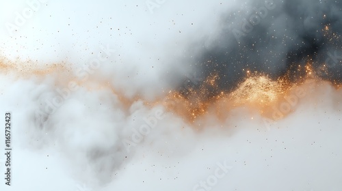 Golden and Gray Smoke Clouds with Sparkling Particles