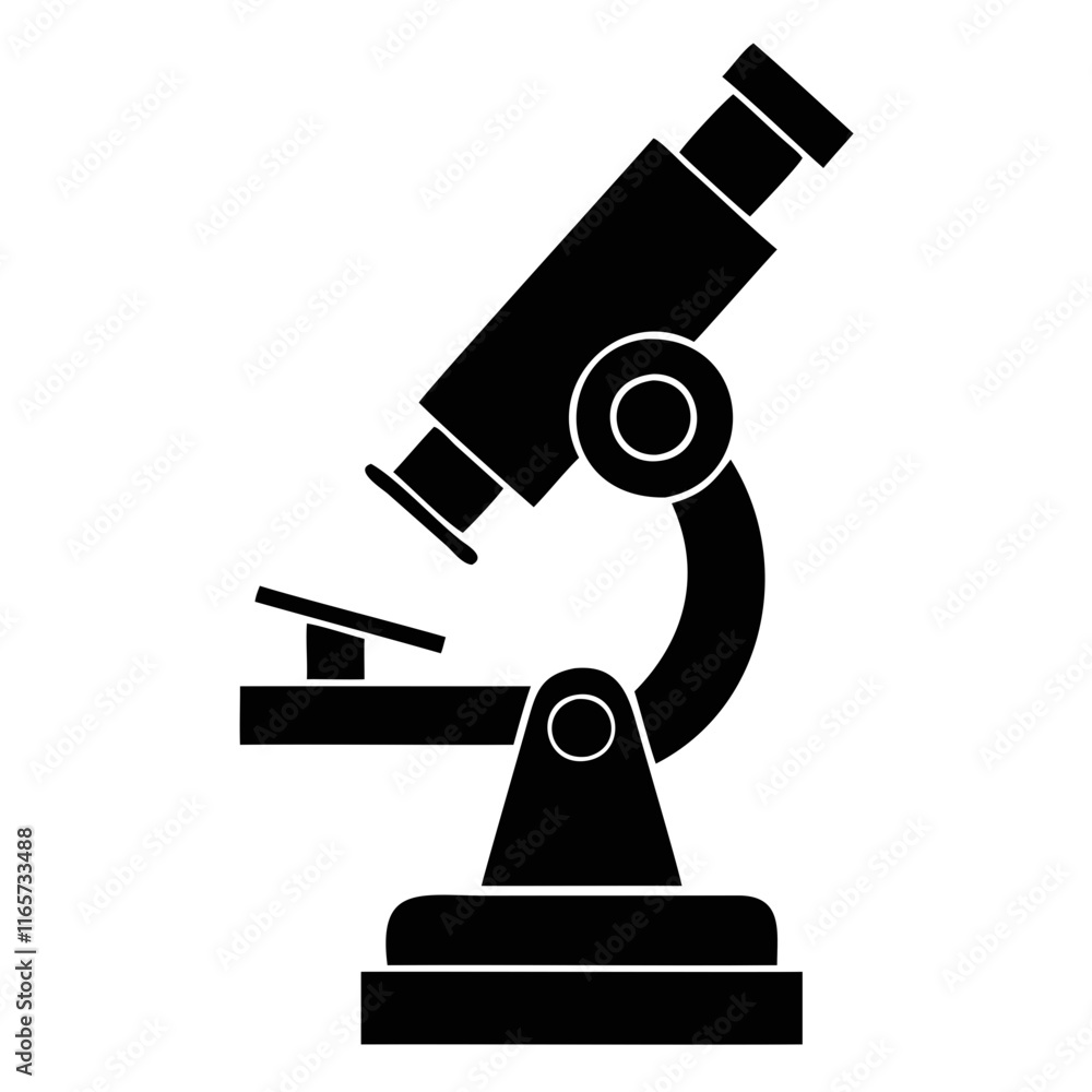Microscope Black Silhouette Vector Illustration isolated on a transparent background Microscope Black Silhouette Vector Illustration isolated on a transparent background