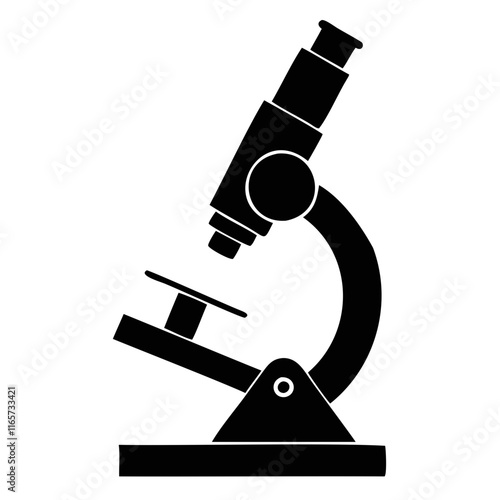 Microscope Black Silhouette Vector Illustration isolated on a transparent background