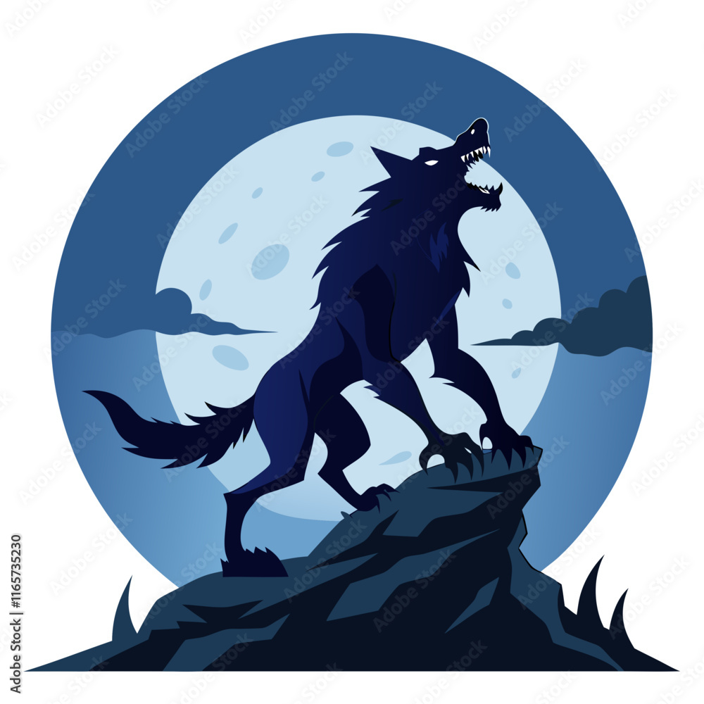 Fototapeta premium wolf howling at the moon