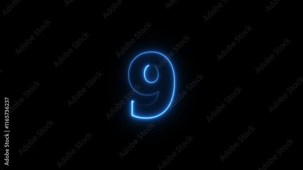 neon text 9 number countdown icon background 4k animation. neon text 9 number countdown icon background 4k animation.