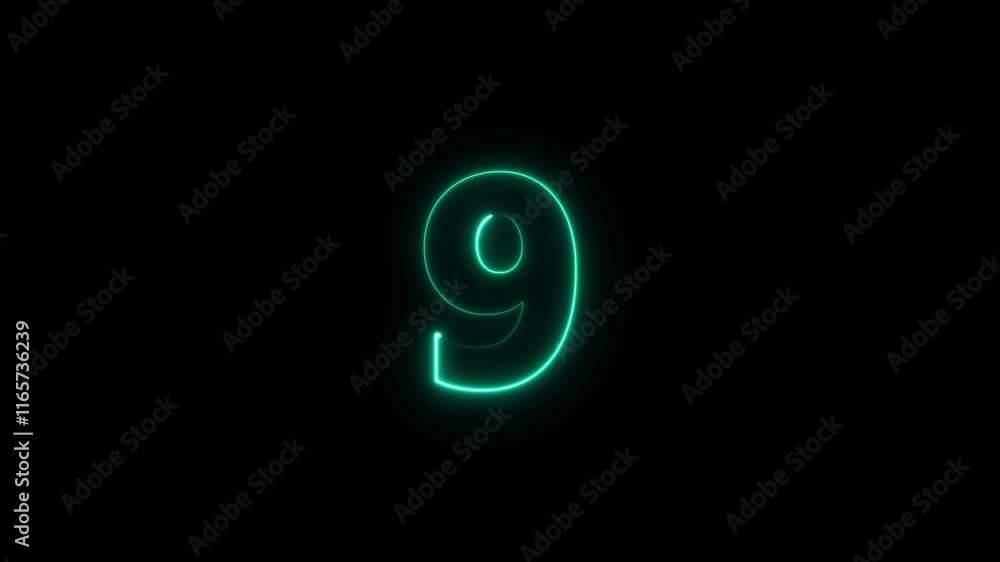 neon text 9 number countdown icon background 4k animation. neon text 9 number countdown icon background 4k animation.