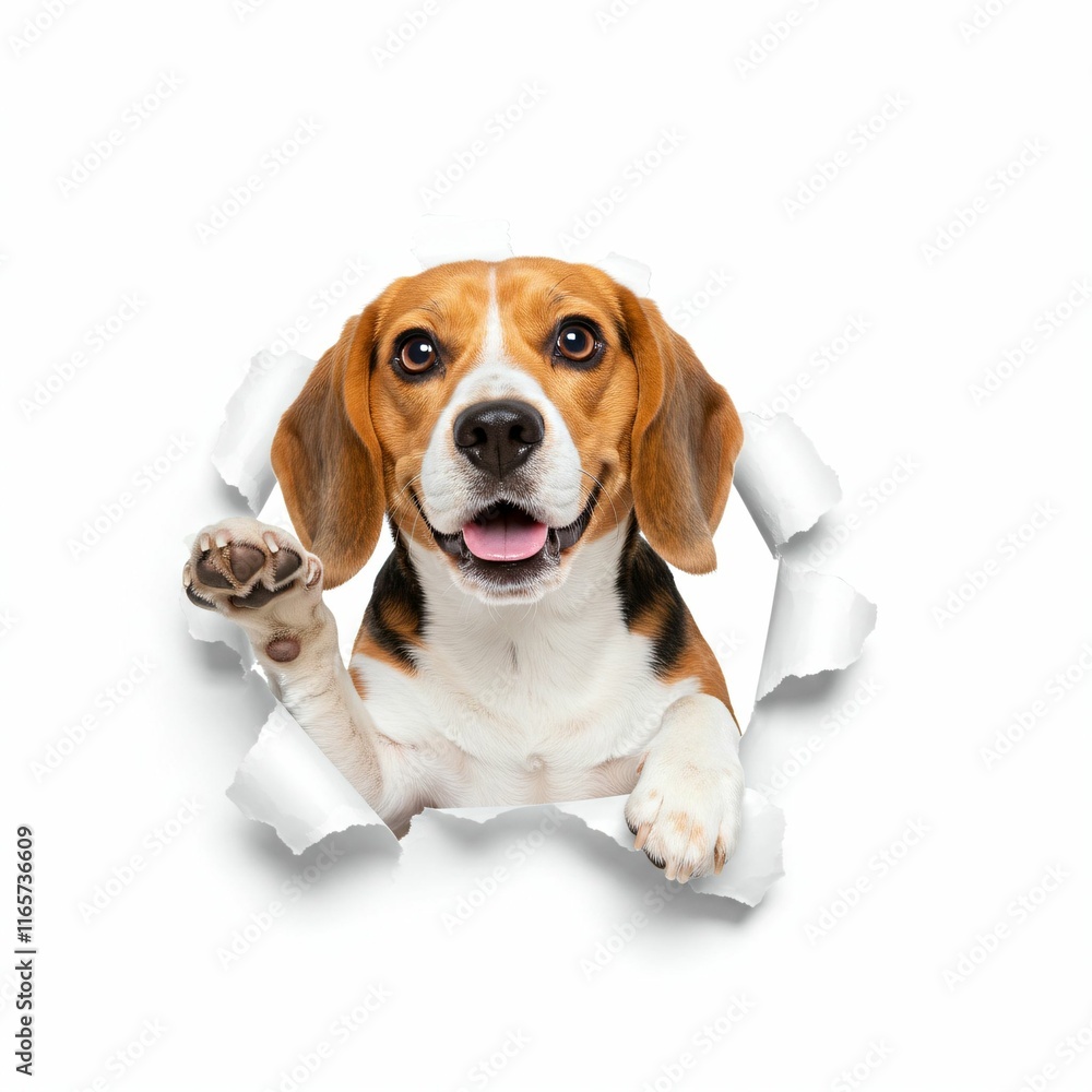 Charming Beagle Breaking Through Torn Paper - Loyal and Playful Companion Design Charming Beagle Breaking Through Torn Paper - Loyal and Playful Companion Design