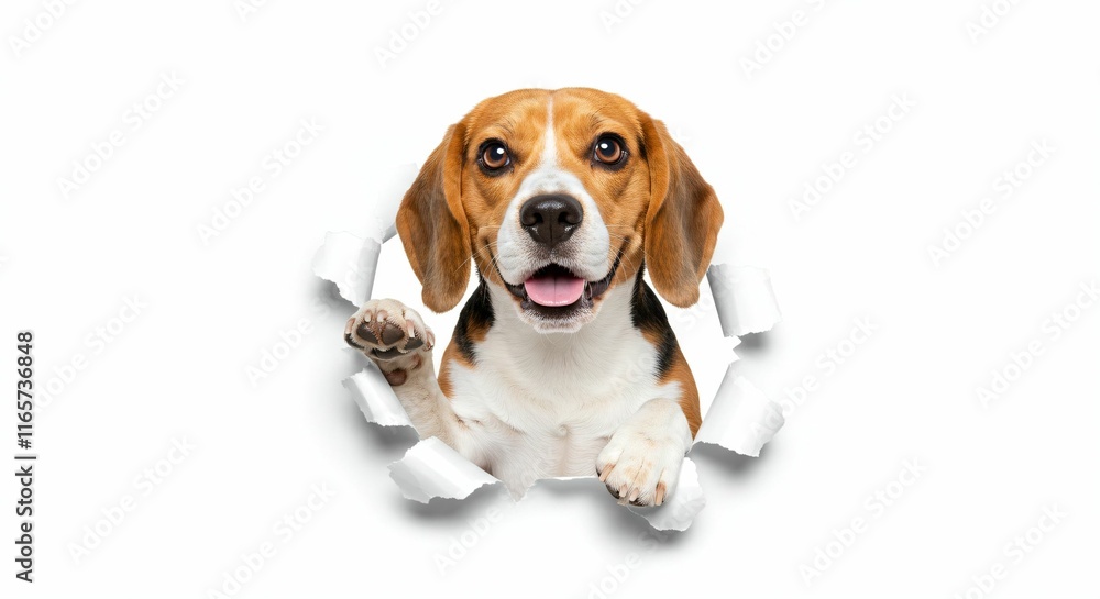 Charming Beagle Breaking Through Torn Paper - Loyal and Playful Companion Design Charming Beagle Breaking Through Torn Paper - Loyal and Playful Companion Design