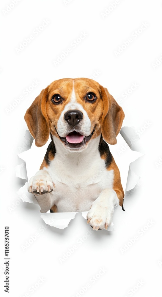 Charming Beagle Breaking Through Torn Paper - Loyal and Playful Companion Design Charming Beagle Breaking Through Torn Paper - Loyal and Playful Companion Design