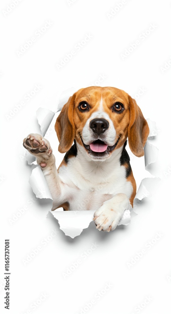 Charming Beagle Breaking Through Torn Paper - Loyal and Playful Companion Design Charming Beagle Breaking Through Torn Paper - Loyal and Playful Companion Design