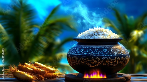  Thaipongal 2025 with vibrant decorations, Tamil culture  Vibrant Thaipongal Designs poster