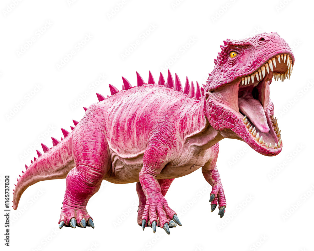 Fototapeta premium Isolated Pink Dinosaur with Open Mouth