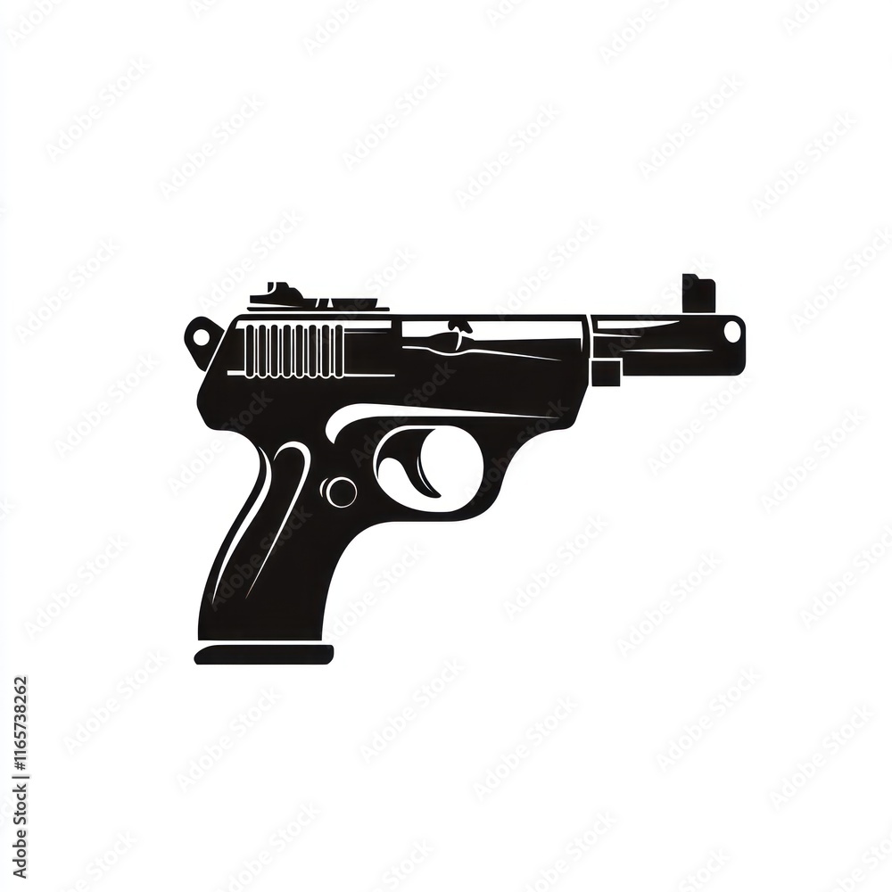 A Black And White Silhouette Of A Handgun A Black And White Silhouette Of A Handgun